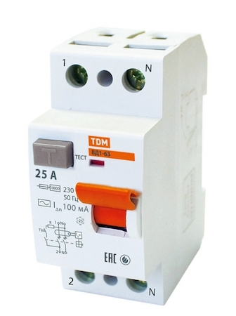 TDM ELECTRIC SQ0203-0005 Устройство защитного отключения ВД1-63 2Р 25А 100мА TDM